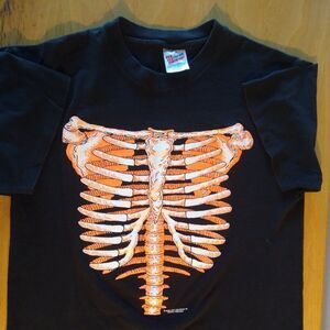 Vintage 90s Skeleton Torso Neon Glow In The Dark T-Shirt